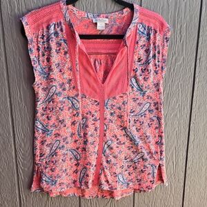 Lucky Brand Boho Top with Paisley Design
